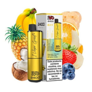 Pod Desechable IVG 2400 4 in 1 Edición Plátano (Banana Edition) 20mg sabor 4 En 1 Platano 20mg