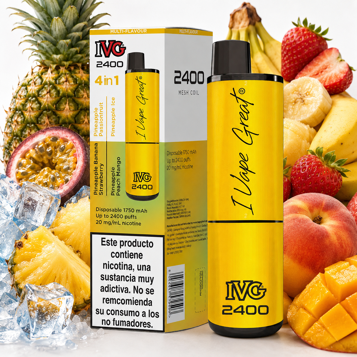 Pod Desechable IVG 2400 4 in 1 - Edición Piña (Pineapple Edition) 20mg