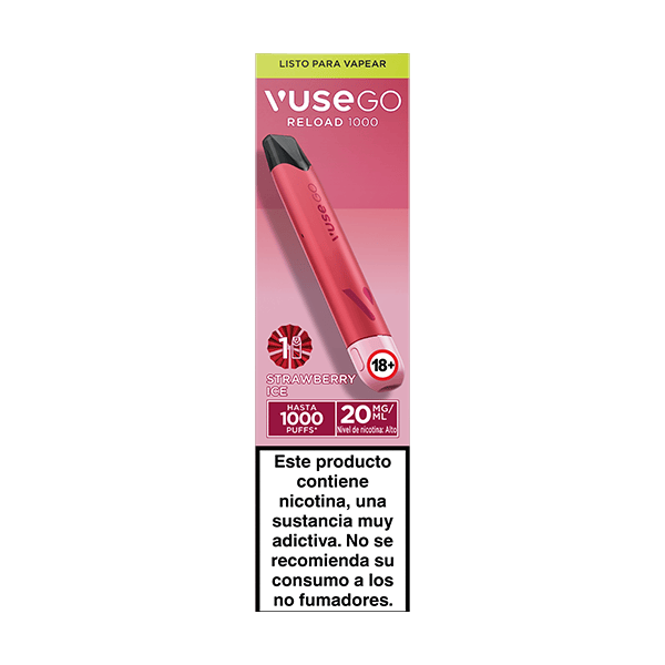 Vuse Go Reload 1000 Fresa Ice 20mg vista frontal