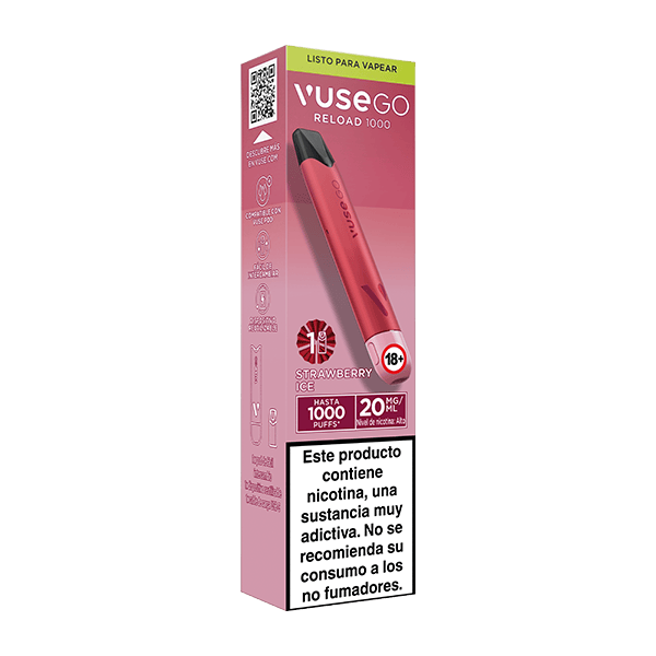 Vuse Go Reload 1000 Fresa Ice 20mg lateral izquierdo