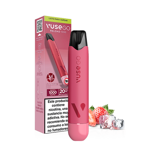 Vuse Go Reload 1000 Fresa Ice 20mg - vaper pen recargable con recarga incluida