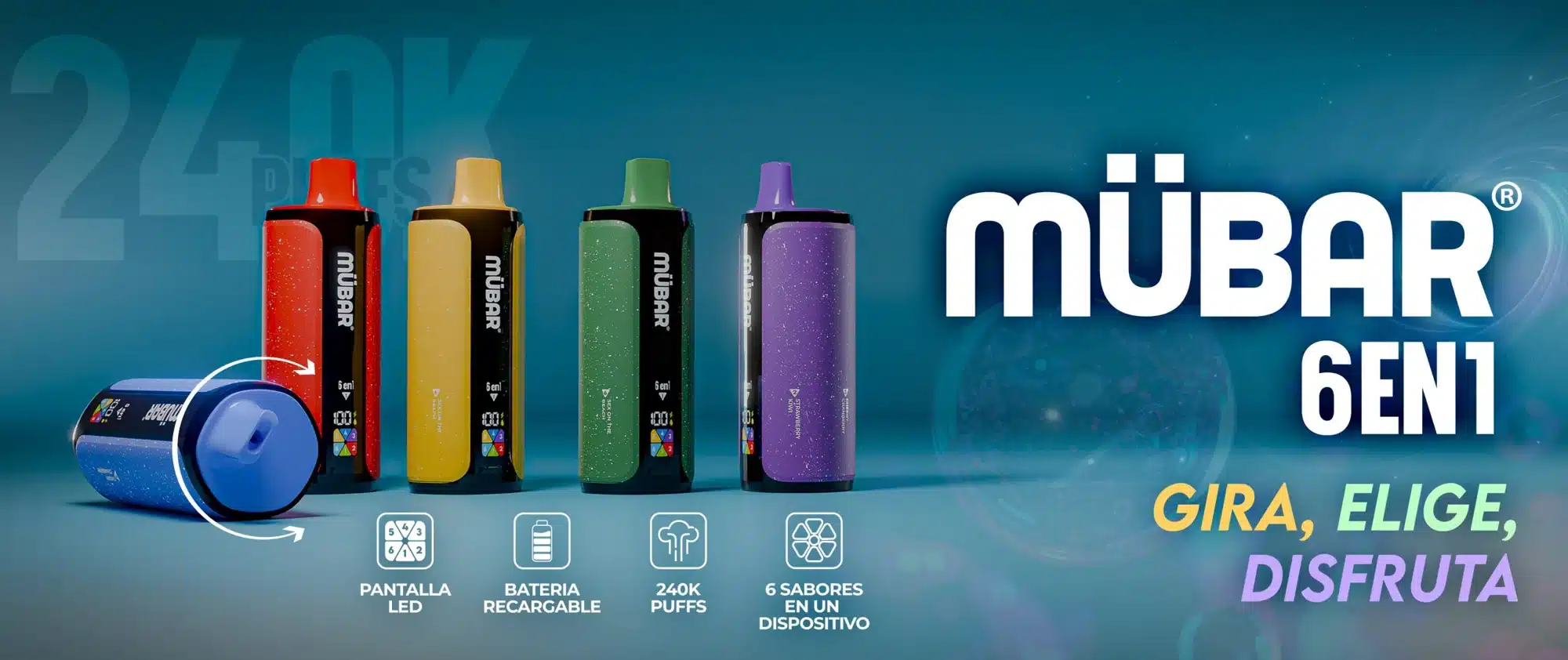 MUBAR 6EN1 240K 240.000 caladas pantalla LED batería recargable