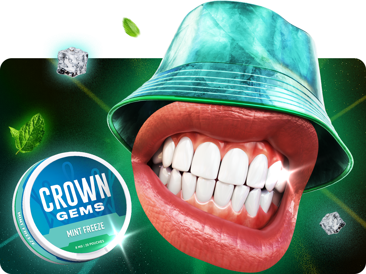 Crown Gems Mint Freeze bolsitas de nicotina sin tabaco